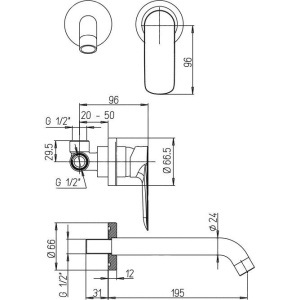 Смеситель для раковины Paini Nove 09CR208 С ВНУТРЕННЕЙ ЧАСТЬЮ, хром