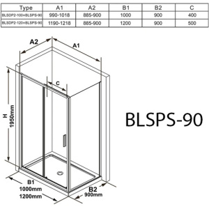 Боковая стенка Ravak Blix Slim BLSPS-90 X9BM70C00Z1 90х195 профиль блестящий/стекло Transparent