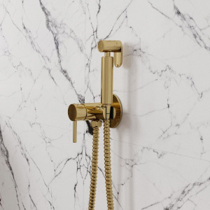 Гигиенический душ Wasserkraft Sauer A70738 со смесителем, С ВНУТРЕННЕЙ ЧАСТЬЮ, глянцевое золото PVD