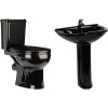 Комплект Унитаз-компакт Оскольская керамика Ирида Стандарт, с горизонтальным выпуском, черный + Раковина Престиж 55 с пьедесталом, черная