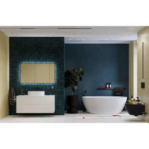 Зеркало DIWO Элиста, 120 черное, с подсветкой светодиодной, прямоугольное, инфракрасный выключатель