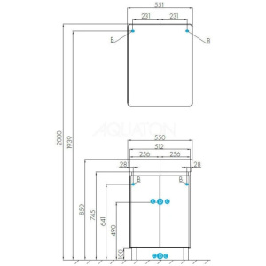 Тумба с раковиной Aquaton Скай Pro 55 1A2381K1SY010 белый глянец