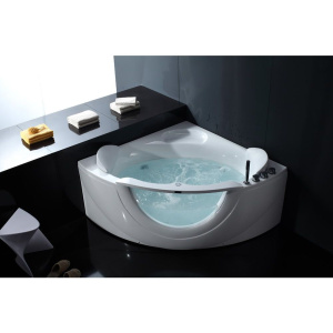 Акриловая ванна Orans OLS-BT65103 150x150 см, угловая, с гидромассажем, с каркасом, с экраном, со сливом-переливом, со смесителем, с подголовником, дл