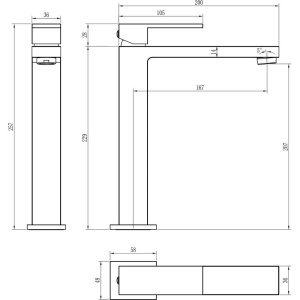 Смеситель для раковины Boheme Qubic 472-B matt black