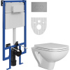 Комплект Унитаз подвесной DIWO Сочи 7508N003-0079 безободковый + Крышка Yakut 0344 с микролифтом + Инсталляция STWORKI + Кнопка Хельсинки 500473 хром матовая