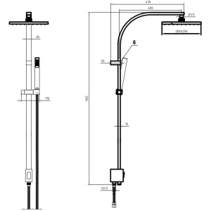 Душевая стойка E.C.A. Tiera 102158012C1EX черный