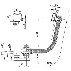 Слив-перелив для ванны Ravak X01504 удлиненный
