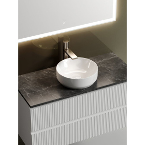 Купить Тумба с раковиной Sancos Snob T 100 см, bianco, столешница черный мрамор, раковина CN6005 в Москве с доставкой Тумба с раковиной Sancos Snob T 100 см, bianco, столешница черный мрамор, раковина CN6005