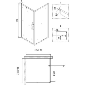 Душевой уголок Niagara Nova NG-6602 100x100, квадратный