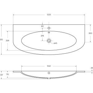 Мебельная раковина Cezares Eden 50178 120 Bianco