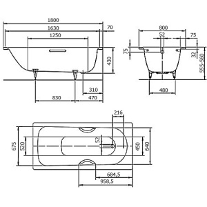 Купить Стальная ванна Kaldewei Saniform Plus 180x80 easy-clean mod. 375-1 112800013001 в Москве с доставкой Стальная ванна Kaldewei Saniform Plus 180x80 easy-clean mod. 375-1 112800013001