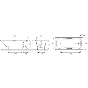 Чугунная ванна Jacob Delafon Diapason 170x75 E2926-00
