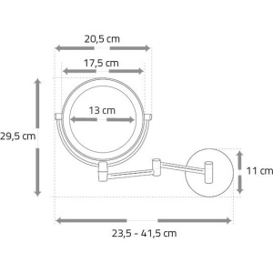 Косметическое зеркало Ridder Mary О3112000 с подсветкой, двухстороннее, телескопическое, поворотное, хром
