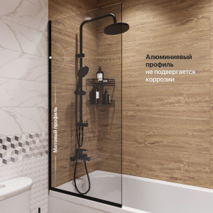 Купить Шторка на ванну DIWO Анапа неподвижная, 70х140, профиль черный матовый, прозрачное стекло в Москве с доставкой Шторка на ванну DIWO Анапа неподвижная, 70х140, профиль черный матовый, прозрачное стекло