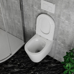 Унитаз подвесной Bauedge Bau Nimb Hurricane3 безободковый, с микролифтом, белый