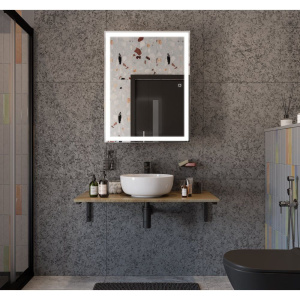 Зеркало-шкаф STWORKI Эстерсунд 60 с подсветкой, сенсорное, прямоугольное, белое, в современном стиле