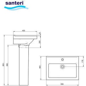 Раковина мебельная Santeri Визит 55 1.3115.3.S00.11B.0 белая