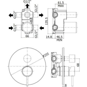 Смеситель для ванны с душем Paffoni Light LIG019BO с ВНУТРЕННЕЙ ЧАСТЬЮ, белый