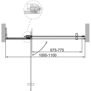 Душевая дверь в нишу Cezares Slider B 1 100/110 Grigio Nero профиль черный, стекло серое