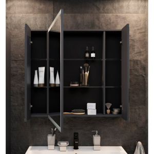 Зеркало-шкаф STWORKI Кронборг 90 навесное, в стиле лофт, антрацит, прямоугольное