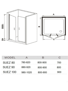 Душевое ограждение River SUEZ 100 MT (10000001116)