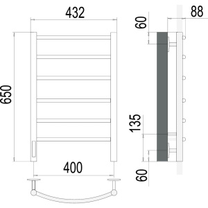 Полотенцесушитель электрический Terminus Классик П6 400x650 левый