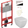 Комплект Унитаз подвесной VitrA Shift 7742B003-0075 белый глянцевый + Крышка 91-003-009 с микролифтом, петли хром + Инсталляция TECE Now 9400412 4 в 1 с кнопкой смыва