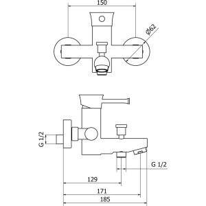 Смеситель для ванны с душем Cezares Positano POSITANO-VM-01