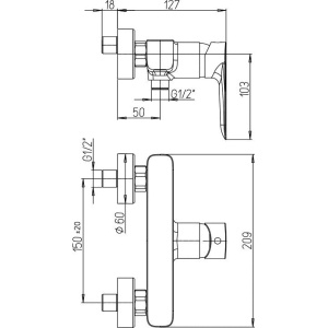 Смеситель для душа Paini Nove 09CR511 хром
