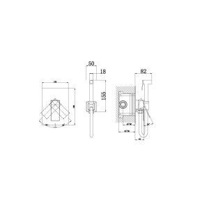 Гигиенический душ D&K Bayern.Liszt DA1515007 С ВНУТРЕННЕЙ ЧАСТЬЮ, матовое золото
