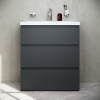 Тумба с раковиной AM.PM Gem S 75 графит матовый, напольная, с 3 ящиками