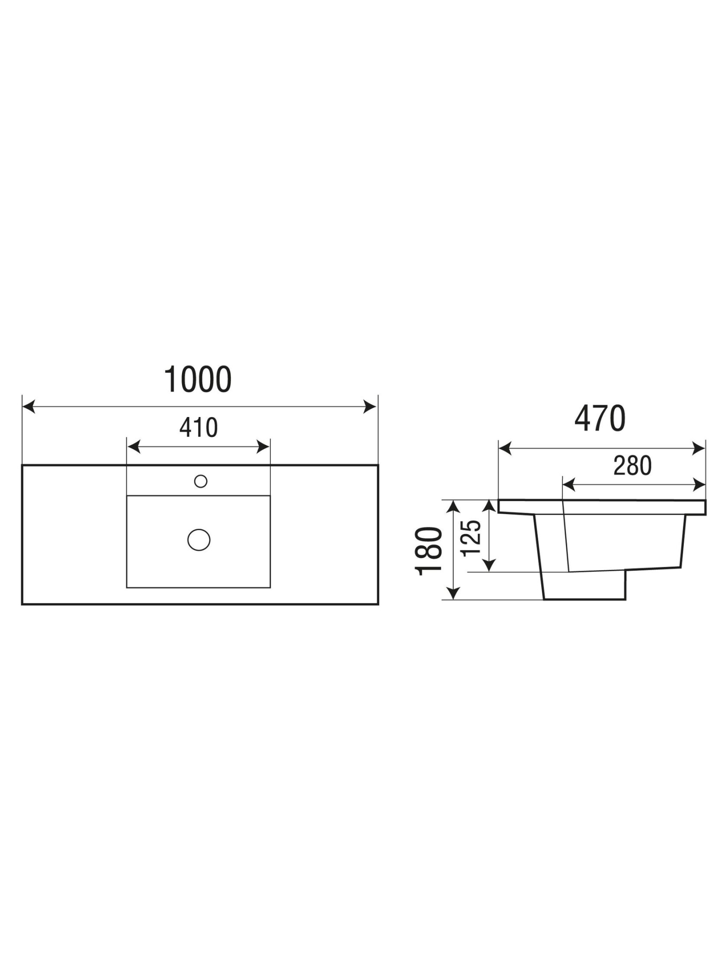 Раковина врезная 1000х470х180 WeltWasser DEILBACH 7505-100 (10000004633)