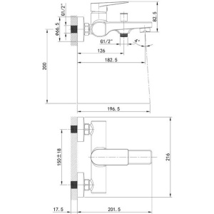 Смеситель для ванны с душем IDDIS Bridge BRDSB00i02WA