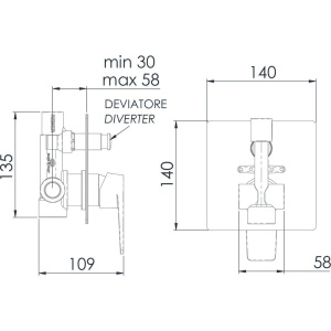 Смеситель для ванны с душем Remer Dream D09 С ВНУТРЕННЕЙ ЧАСТЬЮ