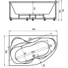 Акриловая ванна Акватек Вега VEG170-0000073 L 170x105 см, угловая, с каркасом, с экраном, со сливом-переливом, асимметричная
