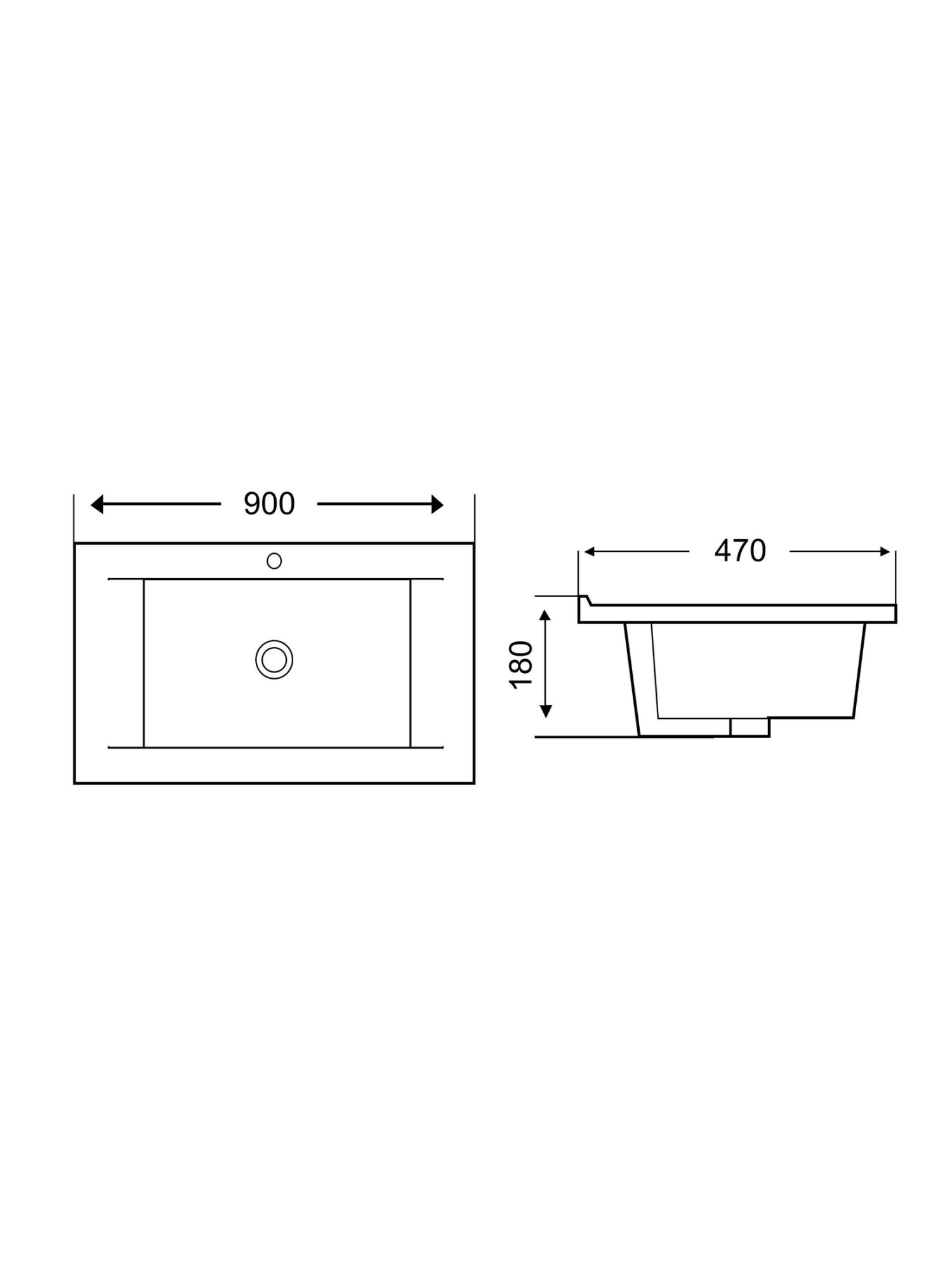 Раковина врезная 900х470х180 WeltWasser DEILBACH 7505-90 (10000004631)