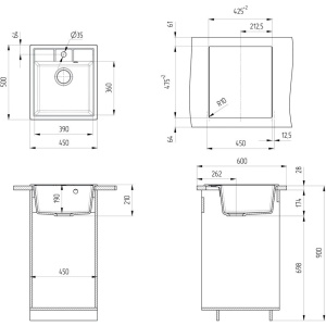 Мойка кухонная Ulgran U-406 -342 графитовая