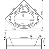 Акриловая ванна Bas Мега 160x160 см, угловая, с каркасом, для двоих, четверть круга