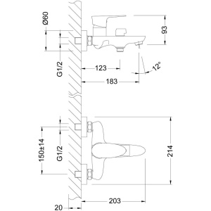 Смеситель для ванны с душем Lemark Nero LM0214C