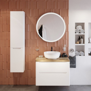 Купить Тумба с раковиной STWORKI Берген 80, белая со светлой столешницей, Moduo 40 RING в Москве с доставкой Тумба с раковиной STWORKI Берген 80, белая со светлой столешницей, Moduo 40 RING