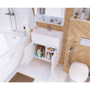 Купить Тумба с раковиной 1MarKa Mira 60 белый глянец в Москве с доставкой Тумба с раковиной 1MarKa Mira 60 белый глянец