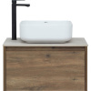 Тумба с раковиной STWORKI Карлстад 60 дуб рустикальный, простоун беж, с отверстием под смеситель в столешнице
