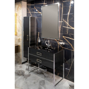 Шкаф-пенал Armadi Art Monaco подвесной, черный глянец, хром