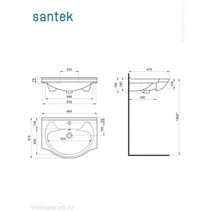 Купить Умывальник мебельный Santek Байкал 65 1.WH10.9.651 белый в Москве с доставкой Умывальник мебельный Santek Байкал 65 1.WH10.9.651 белый