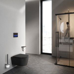 Купить Унитаз подвесной AM.PM Func C8F1700MBSC безободковый, с микролифтом, матовый черный в Москве с доставкой Унитаз подвесной AM.PM Func C8F1700MBSC безободковый, с микролифтом, матовый черный