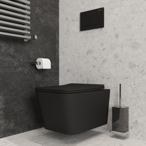 Унитаз подвесной Aqueduto Macio MAC0140 безободковый, с микролифтом, черный матовый