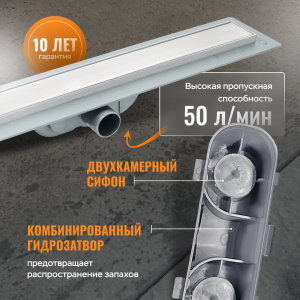 Купить Душевой лоток CK DRAIN AQCP11-80 Plain 80 см, щелевая  решетка из нержавеющей стали, с рамкой в Москве с доставкой Душевой лоток CK DRAIN AQCP11-80 Plain 80 см, щелевая  решетка из нержавеющей стали, с рамкой