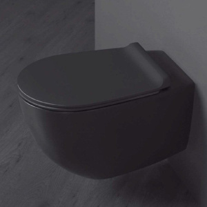 Купить Унитаз подвесной Simas Vignoni VI18 nero matt безободковый, с микролифтом, черный матовый в Москве с доставкой Унитаз подвесной Simas Vignoni VI18 nero matt безободковый, с микролифтом, черный матовый