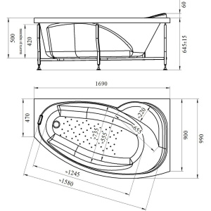 Купить Акриловая ванна Radomir Vannesa София 2-01-0-2-1-223 R 170x100 см, с каркасом, асимметричная в Москве с доставкой Акриловая ванна Radomir Vannesa София 2-01-0-2-1-223 R 170x100 см, с каркасом, асимметричная