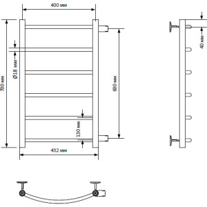 Полотенцесушитель водяной Indigo Arc LASW70-40BR-б/п-60